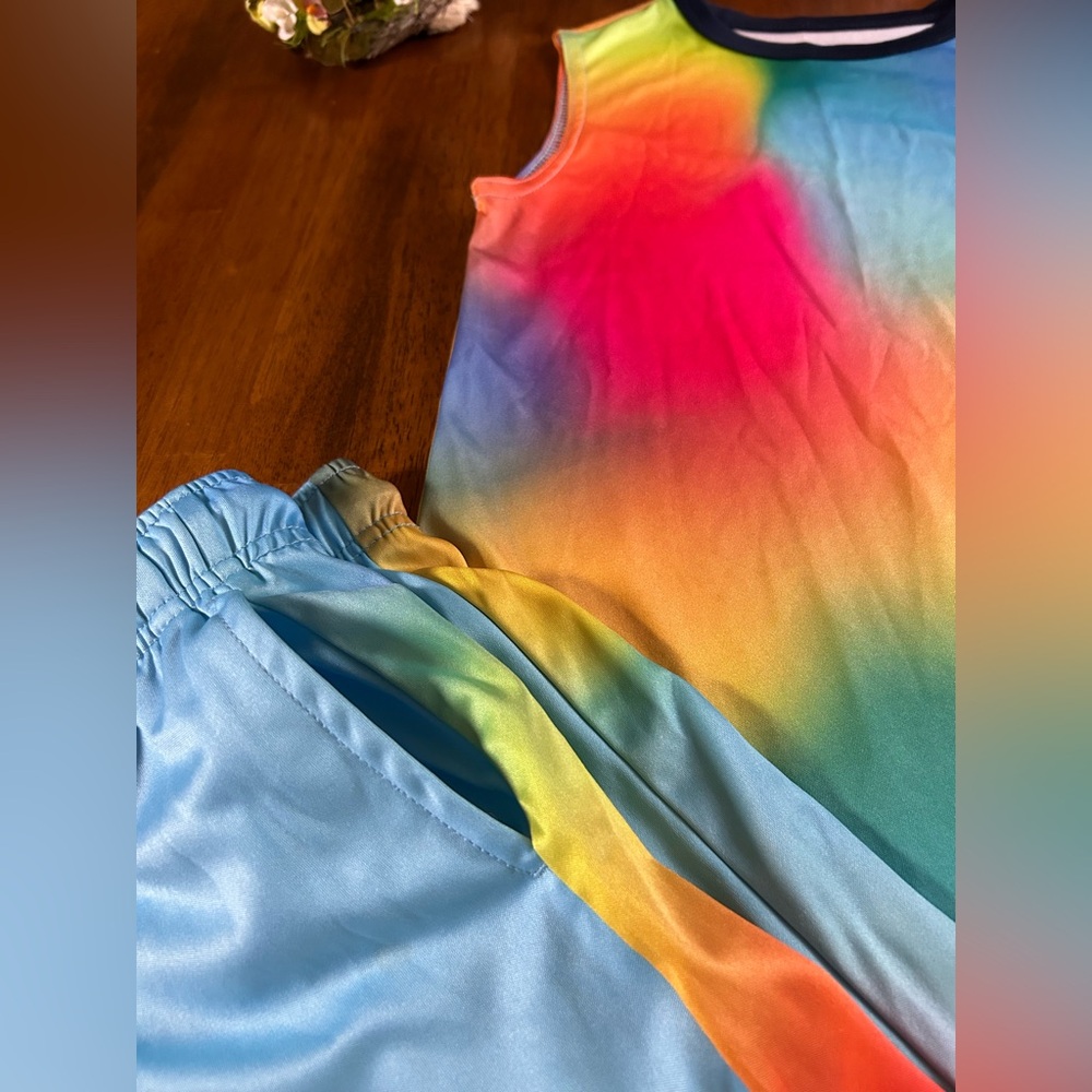 Rainbow Athletic Muscle Tank & Shorts Set | Boys Size 5/6 | Colorful Activewear - Picture 6 of 9